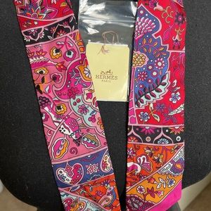 Vintage Hermes twilly scarf with box and tag.